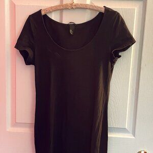 🖤 H&M Women's Black Body-con 👽 Scoop-neck Thigh-length Dress 🖤